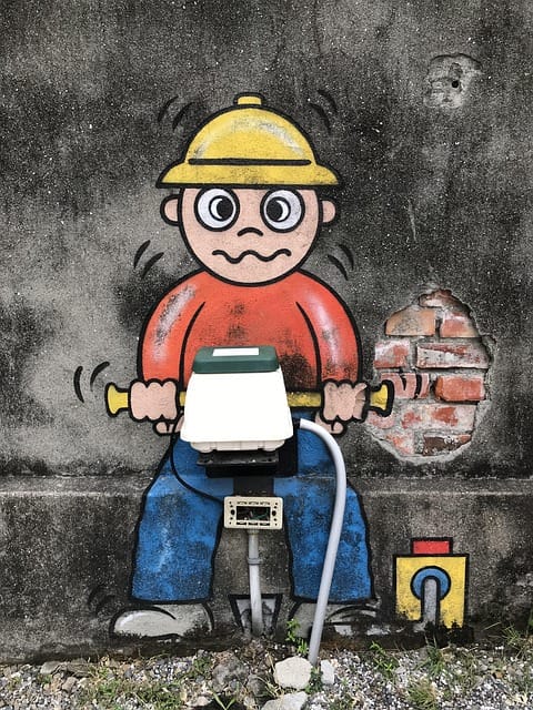 03/20/2026 Update grafitty, wall, art, sprayer, facade, creativity, spray, picture, coloured, painted, construction worker, street art, artwork, colorful